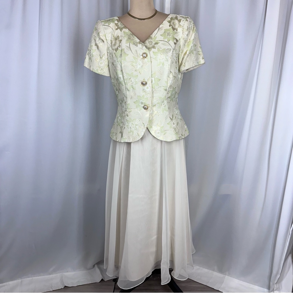 Cachet Vintage Mother Of The Bride Groom Formal Skirt Jacket 2 Pc Set Sz 8 Read